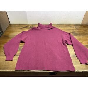 Free People Womens Sweater Medium Softly Structured Tunic Turtleneck Berry Crush